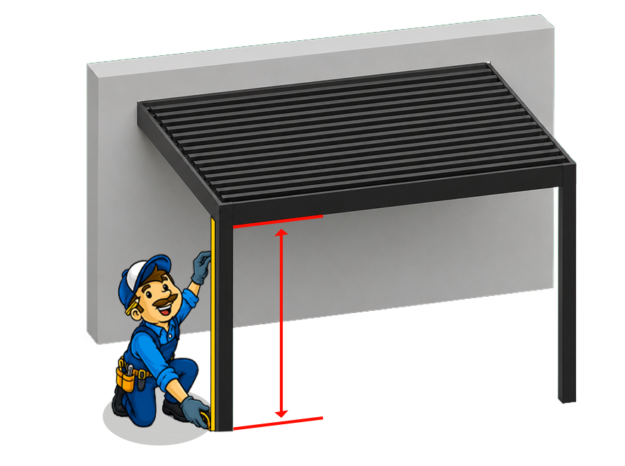 Hauteur Pergola abriva 2 poteaux adosse