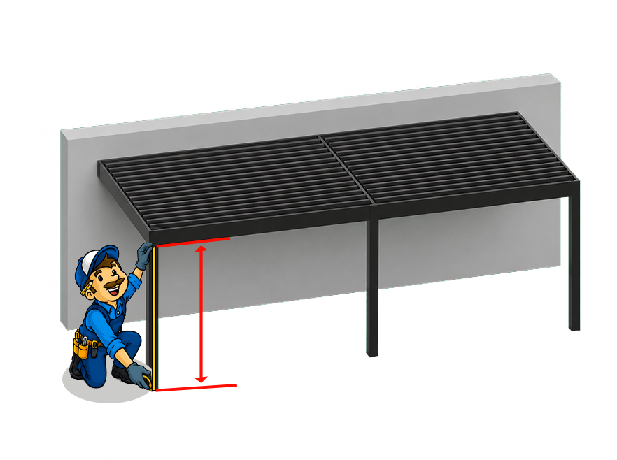 Hauteur Pergola abriva 3 poteaux adosse
