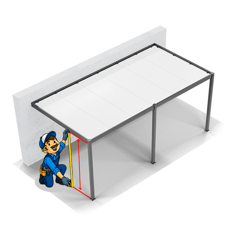 Hauteur Pergola alto Adosse - 3 poteaux