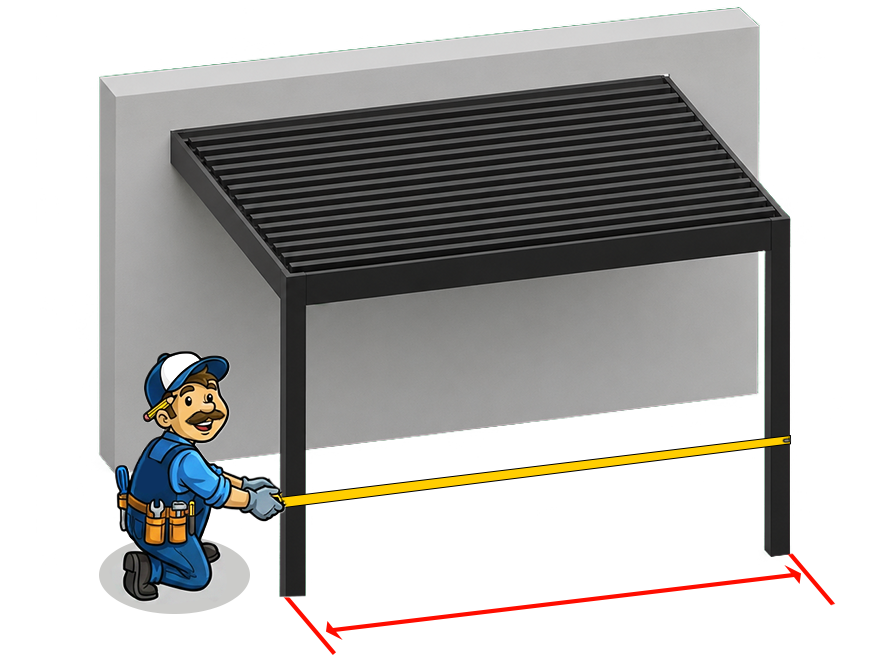 Longueur Pergola abriva 2 poteaux adosse