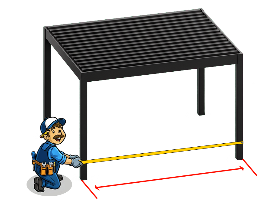 Longueur Pergola abriva 4 poteaux autoportant