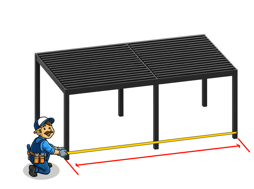 Longueur Pergola abriva 6 poteaux autoportant