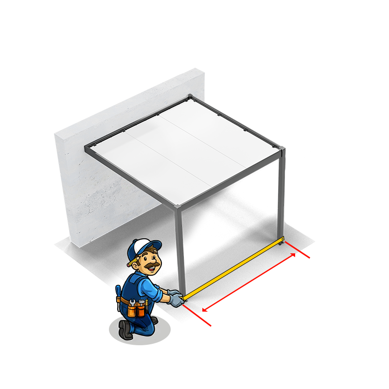 Longueur Pergola alto Adosse 2 Poteaux - extremite